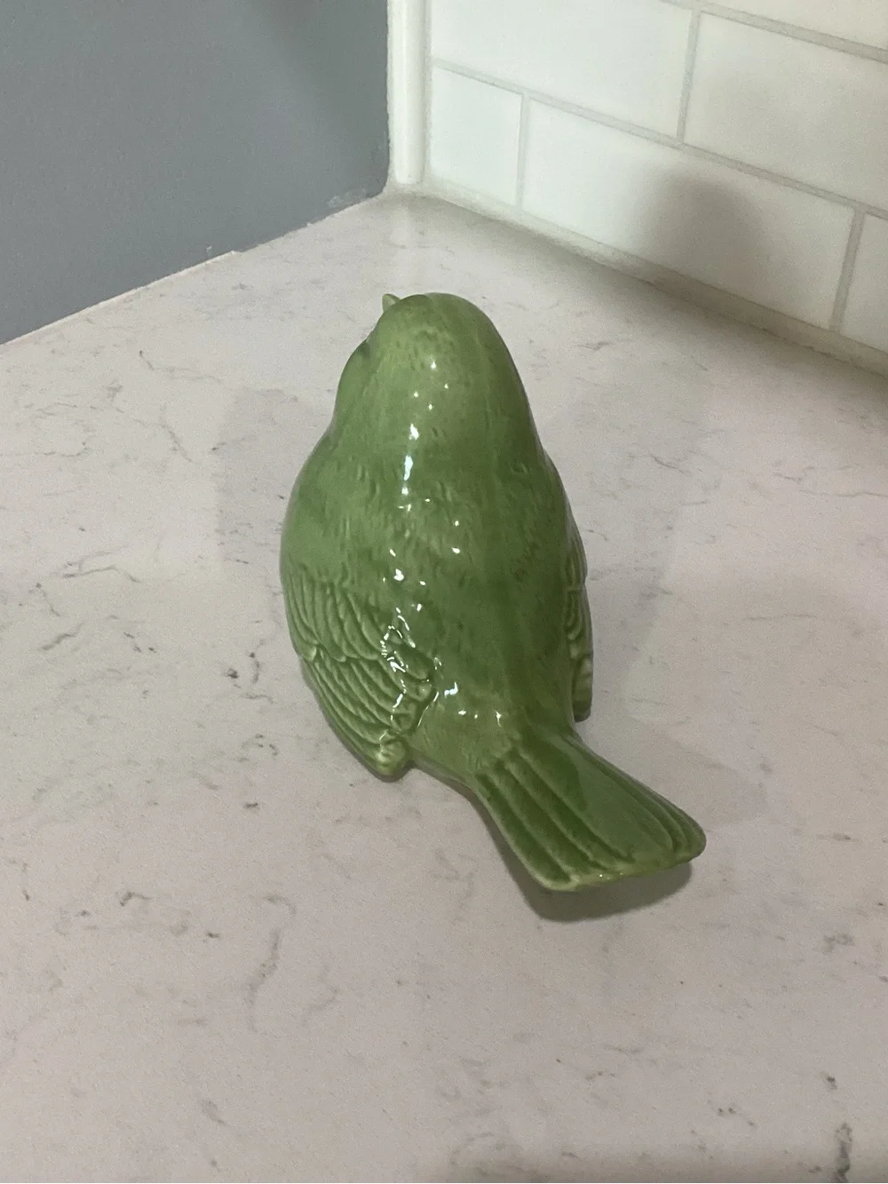 Green Ceramic Bird Figurine - Decorative Home Accent